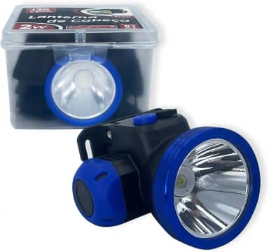 Lanterna de Cabeça LED Recarregável Profissional, 1200 mAh, Bateria de Lítio, Regulagem 90 Graus, 2 Intensidades de Luz, Plástico e Metal