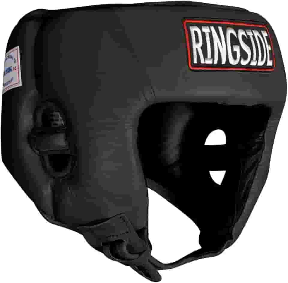 Ringside Capacete para competição de boxe Muay Thai MMA Sparring Headgear sem bochechas, preto, médio