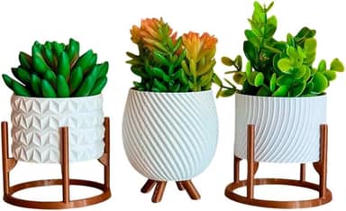 Kit de Vasos Cachepot Minimalista Texturas Vasinho Sala Decoração Delicada para Plantinhas Cactus (Branco)