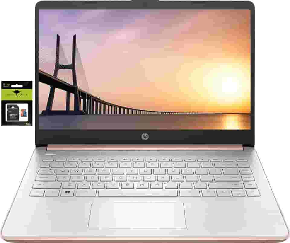 HP Transmite: Laptop de 14 Polegadas, Intel Celeron Quad-Core, 8GB RAM, 256GB Armazenamento (128GB eMMC + 128GB SD), Windows 11 Home no Modo S