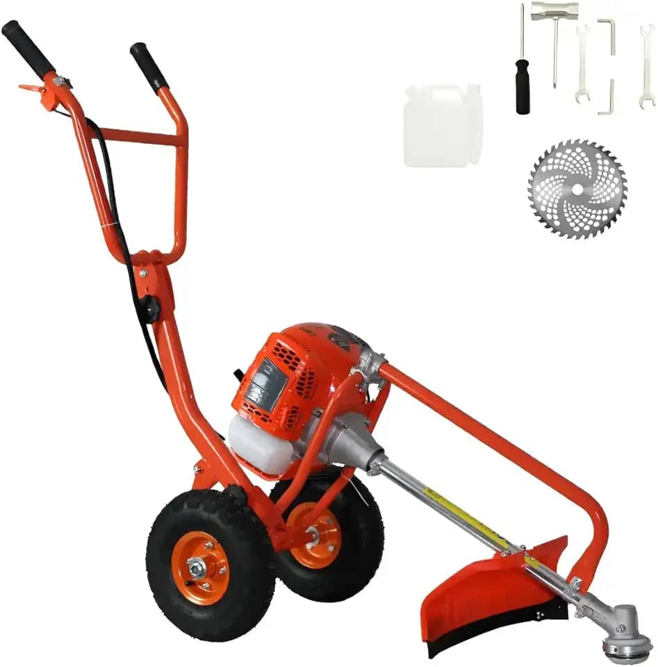 Roçadeira De Carrinho Gasolina Knakasaki Com Guidão Para Cortar Grama 75cc 3,6hp