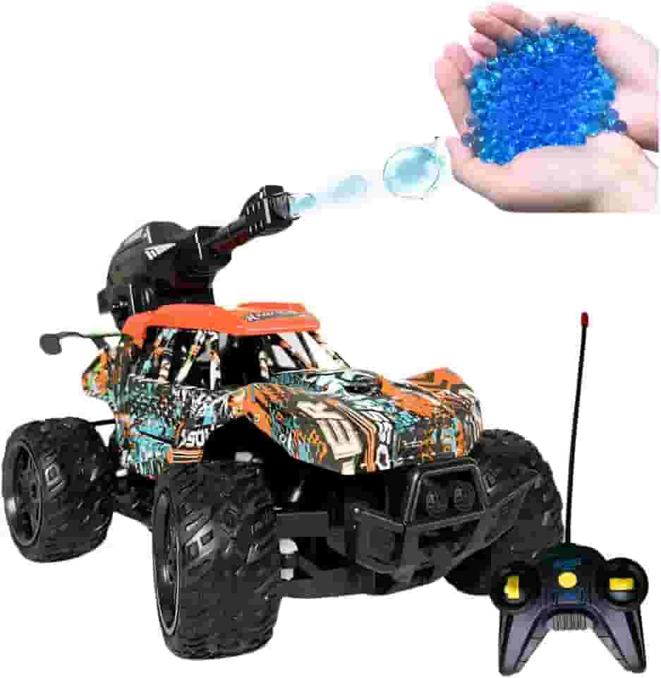 Carrinho de Controle Remoto - Tanque Que Atira Bolinhas de Gel - Bateria Recarregavel + Bolinhas Inclusas (VERMELHO MIX) - MJ BRANDS
