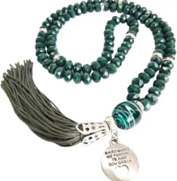 Japamala 108 contas em Cristal Rosa e Pingente Ho'oponopono