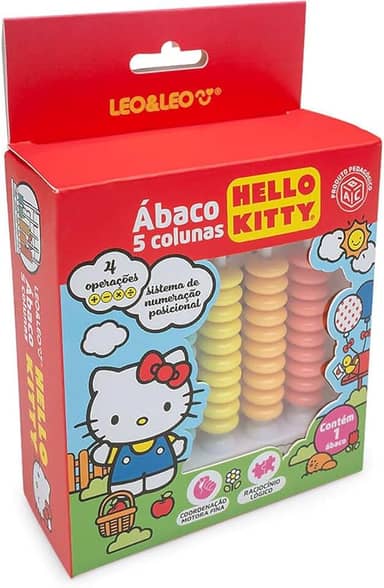 Contador Ábaco, Leonora, Hello Kitty, 5 Colunas, 50 Argolas