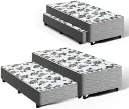 Cama Box com Colchão e Auxiliar Unique 3 em 1 Solteiro 88cm (Molas Ensacadas)