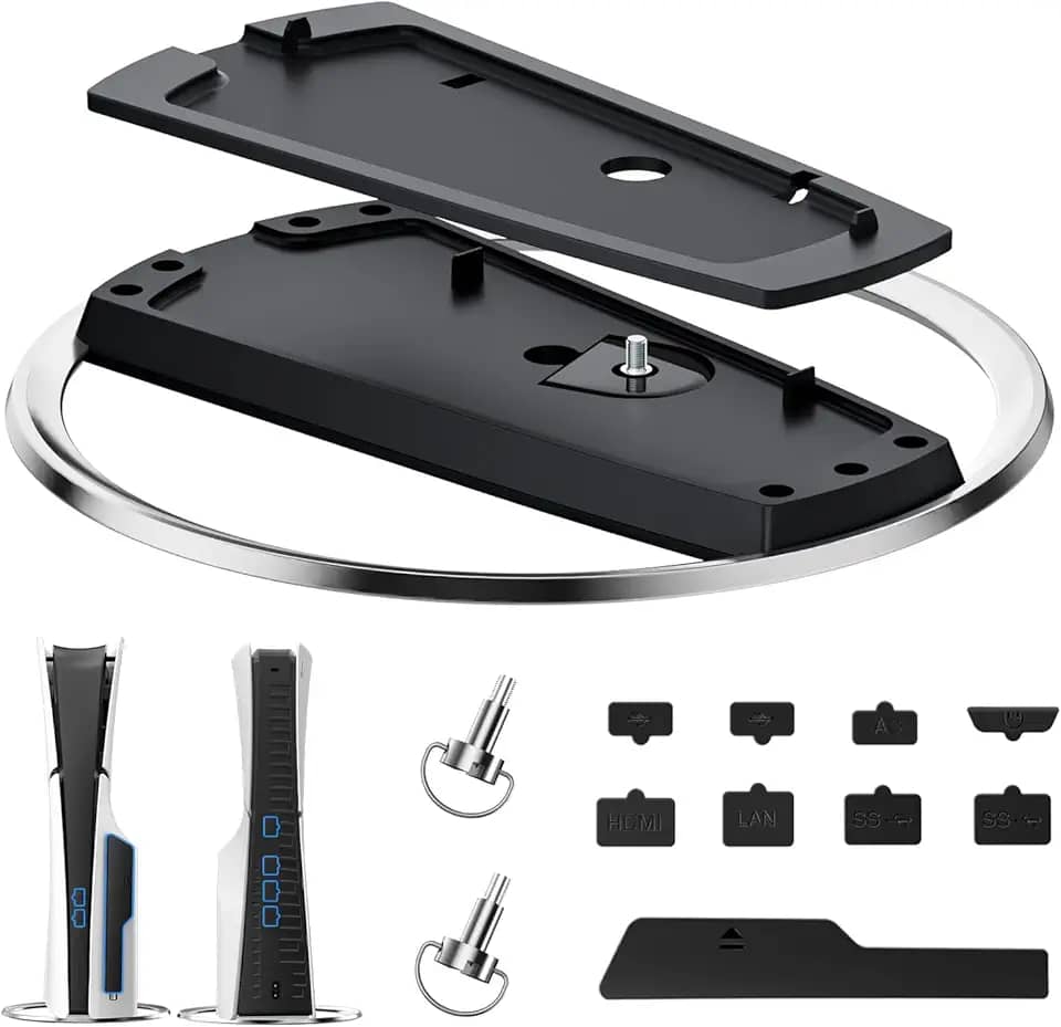 Suporte Vertical para PS5 Pro, Slim e Digital/Disco - Base Antiderrapante, Design Antiponta, Parafuso Seguro, Acessórios Compatíveis Com Modelos PlayStation 5