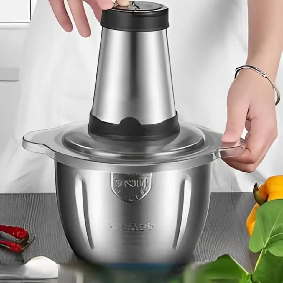 Triturador Elétrico de Alimentos 3L Potente 850W em Aço Inox (220V) com 4 Lâminas Afiadas – Eficiência e Praticidade para Preparar Carnes, Legumes. (220, Volts)