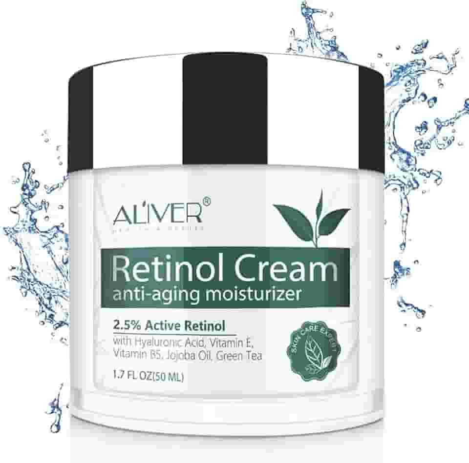 Creme de retinol para rosto, hidratante facial com 2,5% de retinol, ácido hialurônico, creme hidratante antienvelhecimento diurno e noturno para mulheres e homens, para todos os tipos de pele