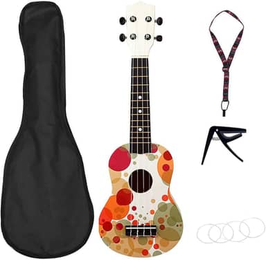 Ukuleles de madeira Basswood Ukulele Soprano para iniciantes Guitarra Havaí Guitarra 53 cm Bolhas Coloridas Ukuleles Konsert Ukulele