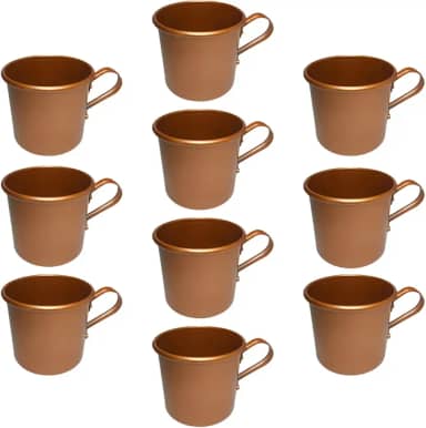 Kit Jogo 10 Caneca Copo Moscow Mule Alumínio Cor Cobre 350ml Para Eventos e Festas