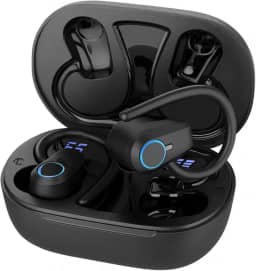 Fone de Ouvido, Bluetooth 5.4, IPX4 à Prova D'Água, Com Microfone Embutido. Design Esportivo e Ergonômico, Ideal Para Corridas, Atividades Físicas, Compatível com IPhone e Android, Anti Ruído (Preto)