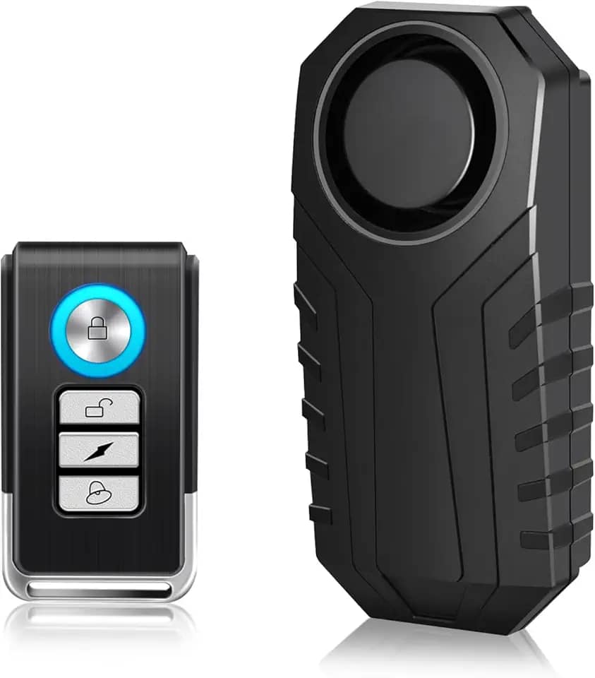 Cruxer Sistema de sensor de movimento remoto de alarme de bicicleta, alarme de motocicleta com controle remoto, alarme de bicicleta antifurto alto de 110 dB, segurança de vibração à prova d'água sem