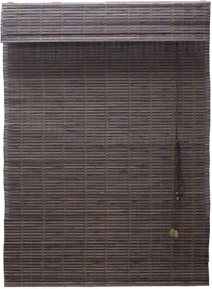 Persiana Bambu Romana Marrom 100 (L) X 220 (A) cm Cortina Madeira Roman Shade C/Bandô 1,00 x 2,20