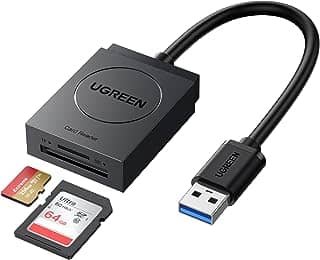 UGREEN Leitor de cartão SD USB 3.0 Leitor de cartão de memória flash de slot duplo TF SD Micro SD SDXC SDHC MMC RS-MMC Micro SDXC Micro SDHC UHS-I para Mac Windows Linux Chrome Leia 2 cartões