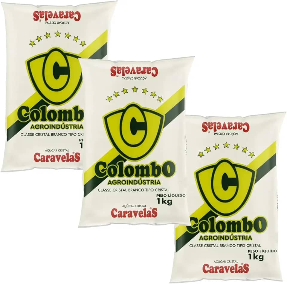 Açúcar Cristal 3kg (3x1kg) – Ideal para Doces, Bolos, Sucos e Uso Diário na Cozinha