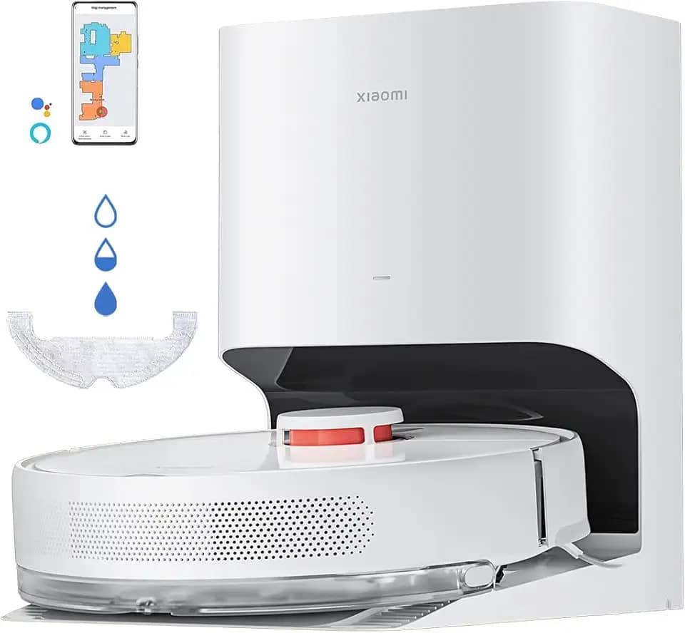 XIAOMI Robot Vacuum X10 - Robot aspirador e limpa-chão com sistema inteligente de navegação a laser (LDS), sucção de 4000 Pa, base de auto-esvaziamento, 5200 mAh, branco