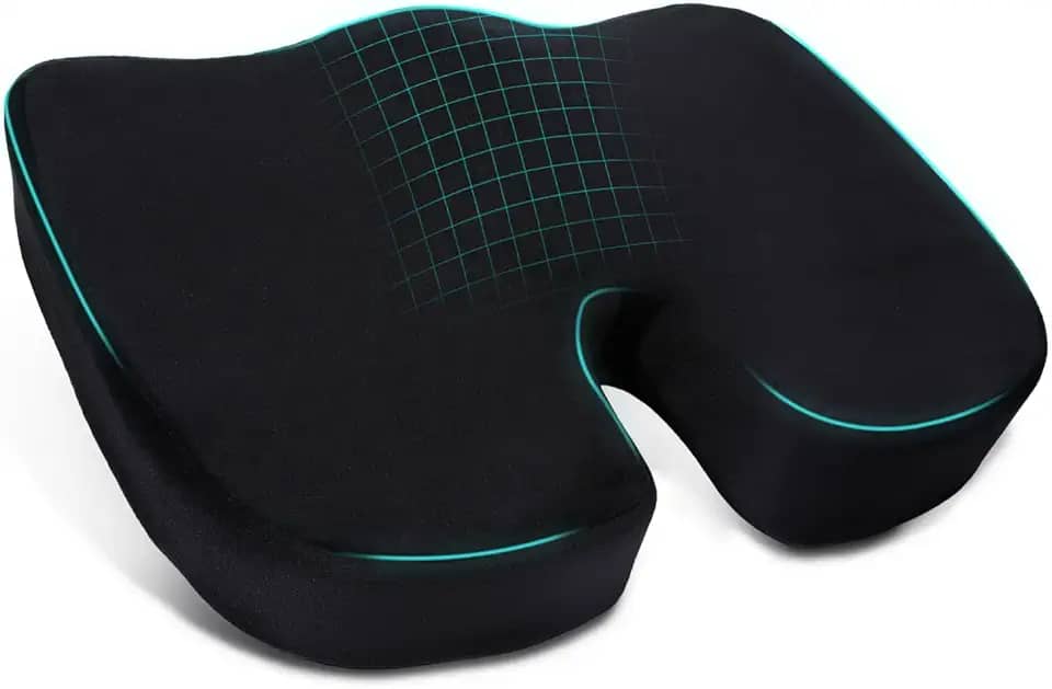 Almofada Gel Ortopédica 45x35x7cm, Almofada para Cóccix e Hemorroida com Espuma de Memória, Base Antiderrapante, Almofada de Assento para Cadeira de Escritório, Home Office, Gaming e Conforto Postural