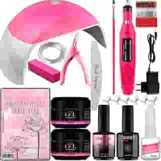 Kit Unhas Gel Acrigel Fibra Completo com Cabine Mini-G 48W LED UV, Lixadeira Elétrica 20.000RPM e Acessórios