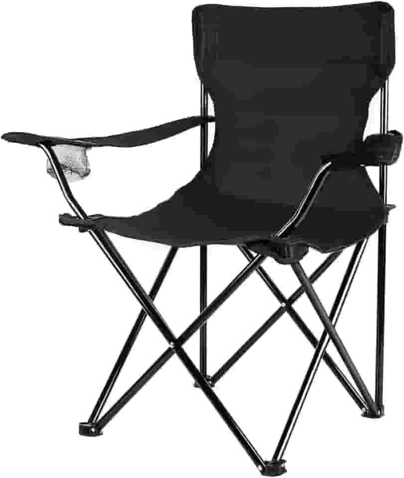 Cadeira Camping Dobrável de Metal com Bolsa e Porta Copos 120Kg (Preto)