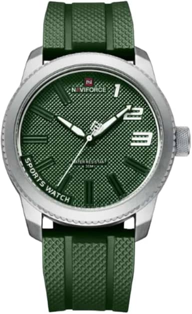NAVIFORCE Relógio de Quartzo Esportivo Analógico Militar Masculino com Pulseira de Silicone Verde e 90 Dias de Garantia
