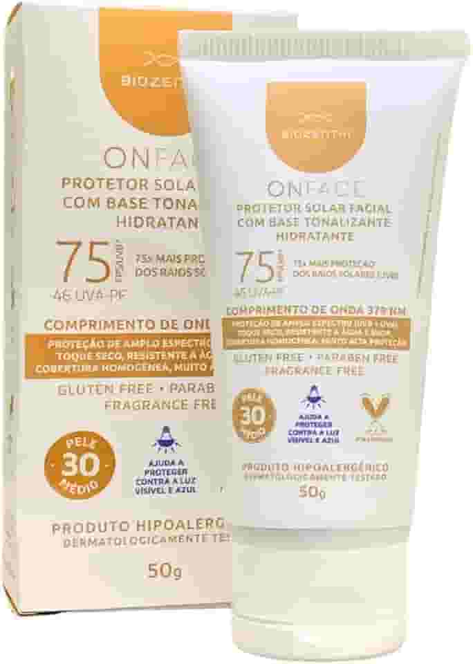 Protetor Solar Facial FPS 75 Natural Vegano com base 50g