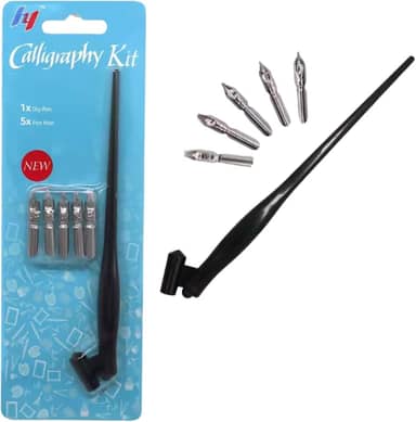 KIT CALIGRAFIA 5 PONTAS PENA CANETA TINTEIRO 0,3-1-1,5-2-3MM