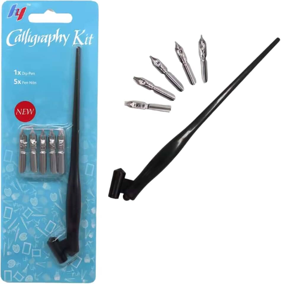 KIT CALIGRAFIA 5 PONTAS PENA CANETA TINTEIRO 0,3-1-1,5-2-3MM
