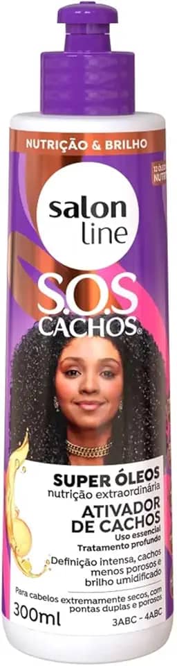 Salon Line, Ativador de Cachos, SOS Cachos, Super Óleos, Vegano - Para Cabelos Cacheados e Crespos, 300 ml