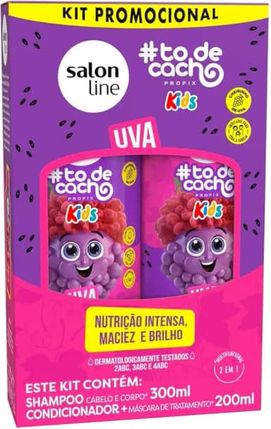 Salon Line, Kit Shampoo e Condicionador, #todecacho Kids, Uva, Vegano - Para Cabelos Ondulados, Cacheados e Crespos