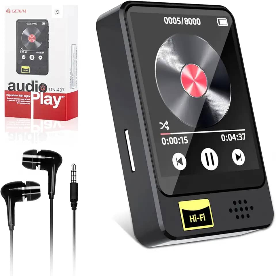 MP3 Player Bluetooth MP4 Player Digital Portátil Bluetooth 5.0 Hi-Fi Som sem Perdas Rádio FM Suporte Cartao de Memoria de Até 128 GB