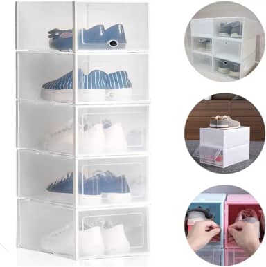 Kit 10 Caixas organizadora para guardar sapato sandália chinelo empilhável Sapateira Gaveta (Transparente)