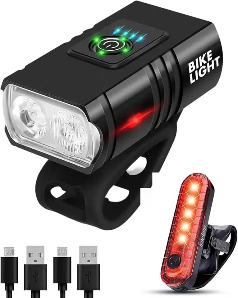 ROTOPATA Luzes De Bicicleta Dianteiras E Traseiras Para Pedalar À Noite, Led Recarregáveis Por Usb, Conjunto Faróis Lanternas Com Piscas, Carregamento Rápido, Fácil Instalar