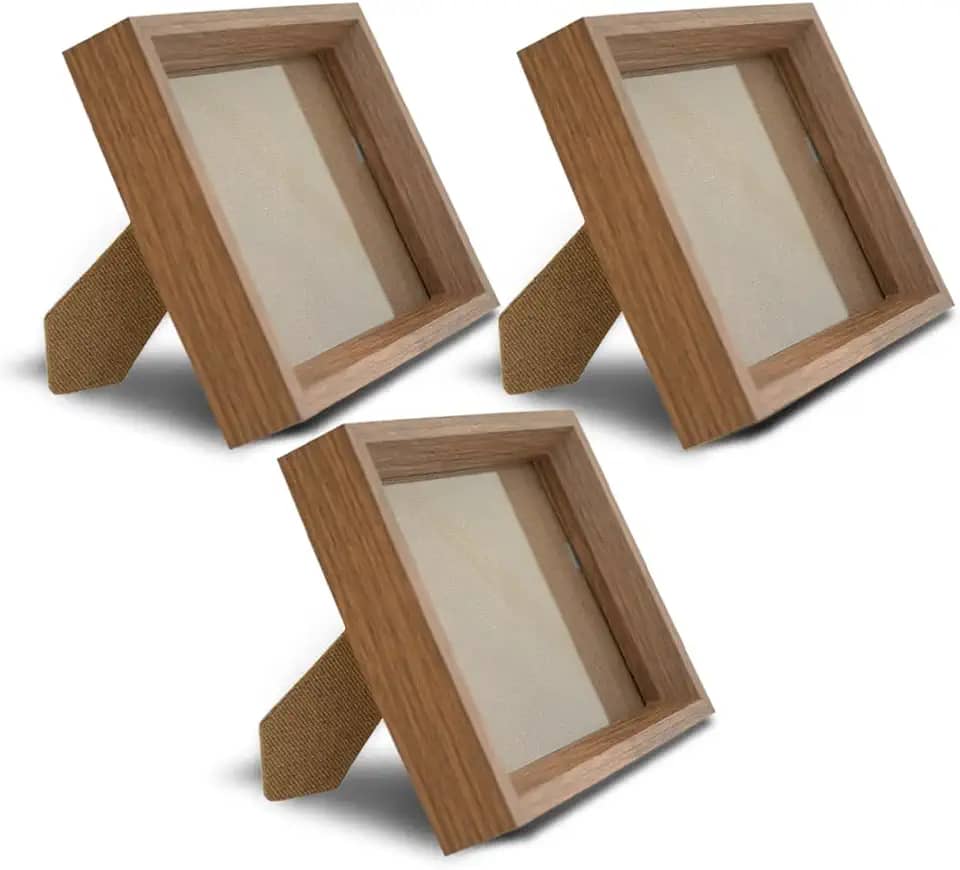 KIT 3 Portas-Retrato Vazado Fundo 10x15 Design Moderno e Elegante para Decorar sua Casa ou Escritório (Tabaco)