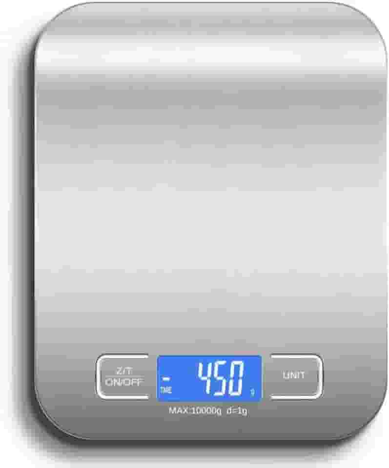 Balança de Cozinha Digital para Alimentos em Inox Resistente a Água Com Base Antiderrapante e Visor de Alta Definição Pesagem de 1g até 10kg