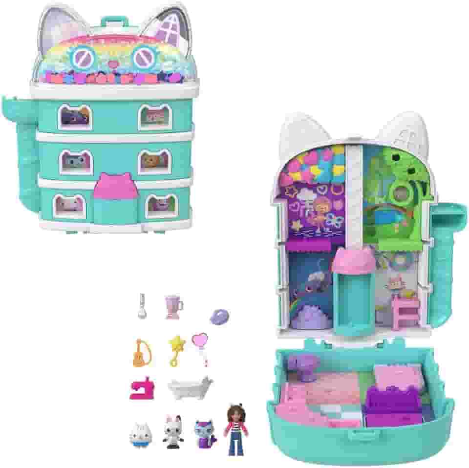 Polly Pocket Conjunto de Brinquedo Estojo Gabby's Dollhouse para crianças a partir de 4 anos