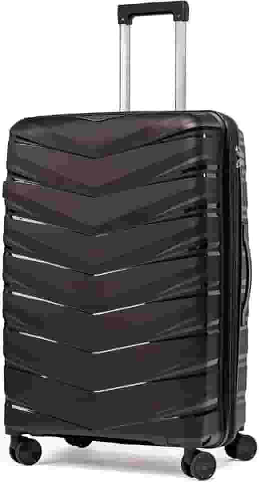 Mala De Viajem Media 23Kg Expansível Polipropileno 8 Rodas Giro 360º Resistente Cadeado Integrado Zíper Antifurto Para Despachar Tamanho M Rígida Leve (médio)