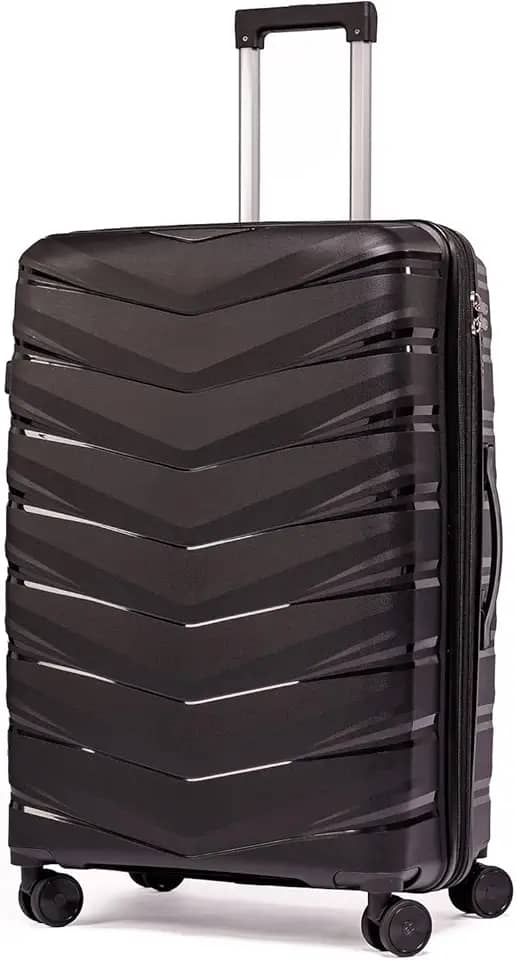 Mala De Viajem Media 23Kg Expansível Polipropileno 8 Rodas Giro 360º Resistente Cadeado Integrado Zíper Antifurto Para Despachar Tamanho M Rígida Leve (médio)