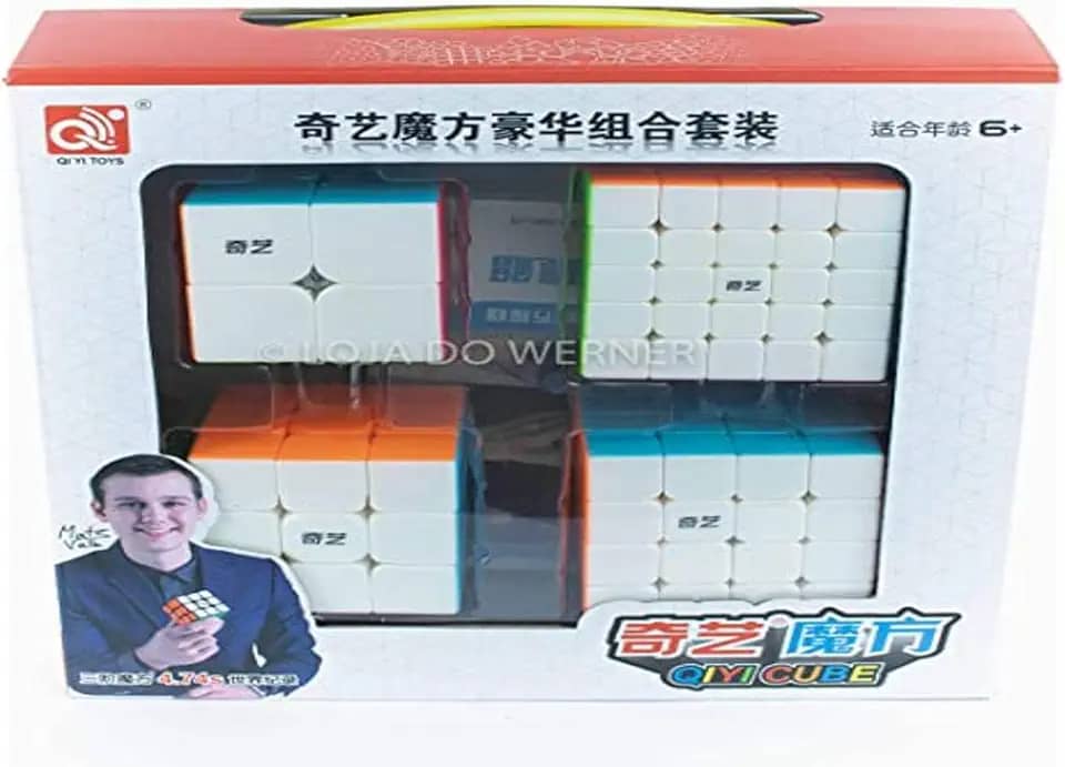 Box Cubo Mágico Qiyi 2x2x2 + 3x3x3 + 4x4x4 + 5x5x5 Stickerless