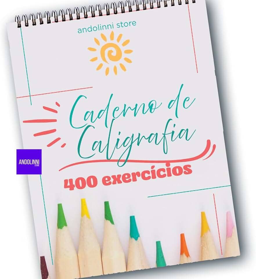 Caderno de Caligrafia Letra Cursiva - CAPA DURA - 102 Páginas com +400 Exercícios