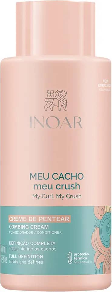 Inoar, Meu Cacho, Meu Crush – Creme de Pentear, Define Cachos, Hidrata e Controla o Frizz, Com Óleos Naturais e Vitaminas - 500ml