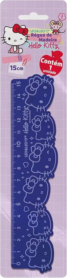 RÉGUA DE MADEIRA DECORADA HELLO KITTY OPPBAG C/ 1 UND LEO&LEO