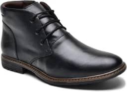 Bota Masculina Casual em Couro, com Cadarço e Zíper Lateral