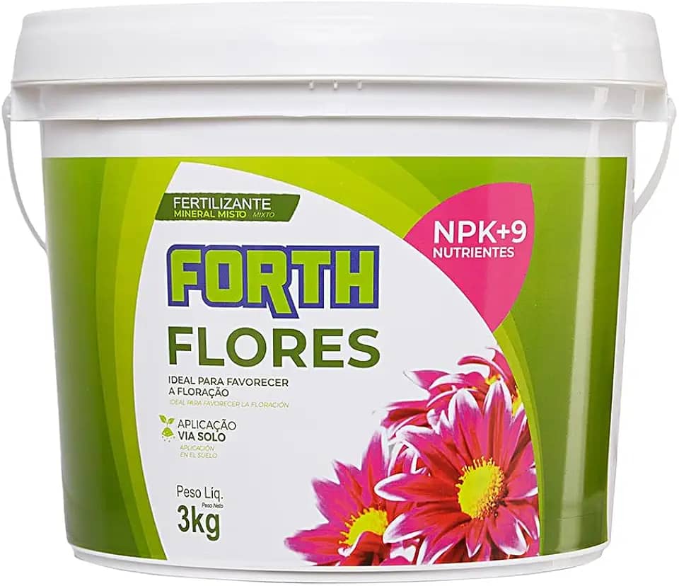 Forth Flores, Adubo Floral, Floração, Fertilizante, Micronutrientes, NPK, Nutrição Balanceada, Balde, 3kg