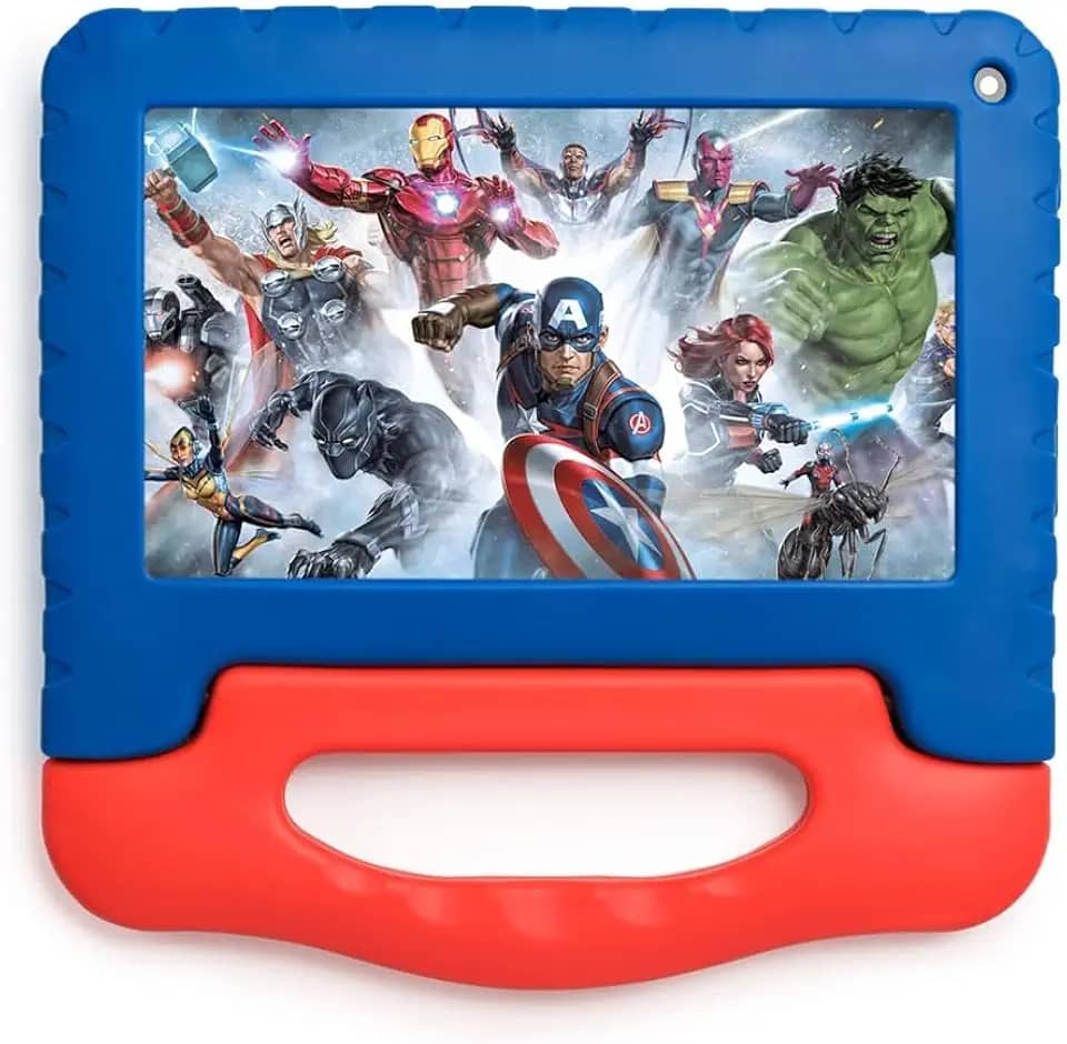 Tablet Infantil Avengers com Controle Parental 4GB RAM + 64GB + Tela 7 pol + Case + Wi-fi + Android 13 + Quad Core Multi - NB417