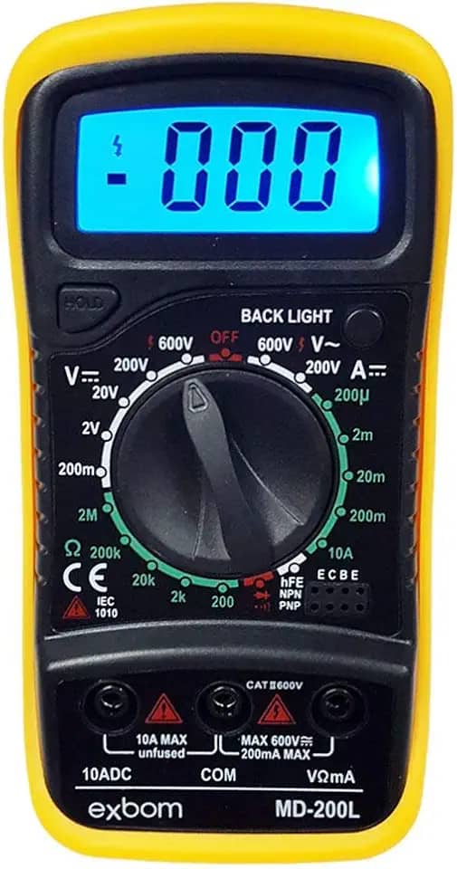 Multímetro Digital Profissional Portátil com Cabo Multi Teste Exbom MD-200L