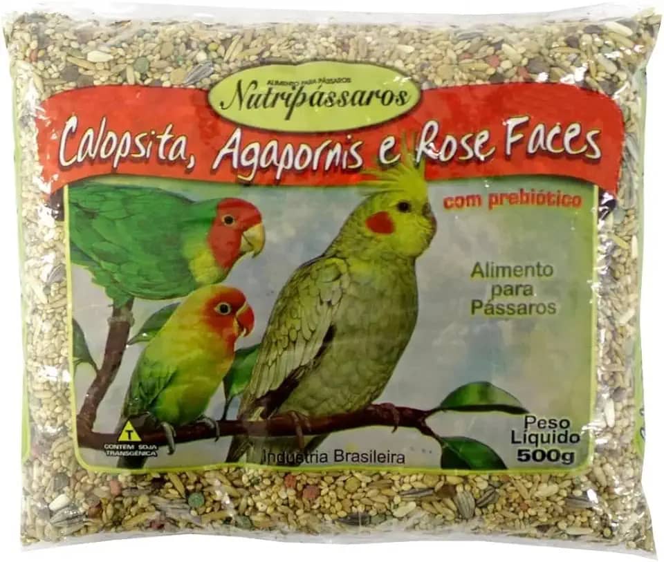 Ração para Pássaros Mistura para Calopsita, Agapornis e Rose Faces Nutripássaros-500g