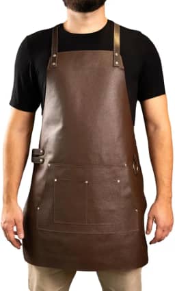 Avental Churrasqueiro Couro Legítimo Gourmet Marrom Cafe