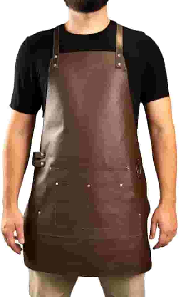 Avental Churrasqueiro Couro Legítimo Gourmet Marrom Cafe