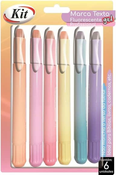 Marca Texto KIT Gel Fluo Profissional com 6 cores