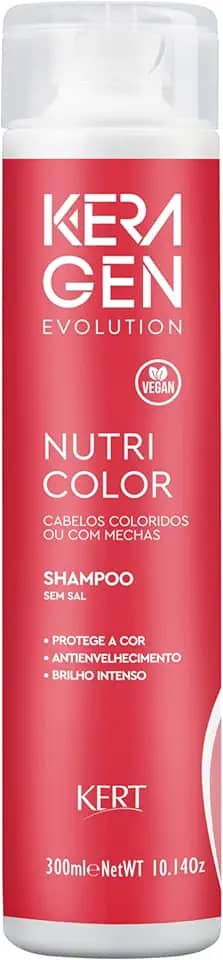 Keraton, Shampoo para cabelos, Coloridos e com mechas, Nutri Color, Evolution, Keragen, 300ml, Vermelho